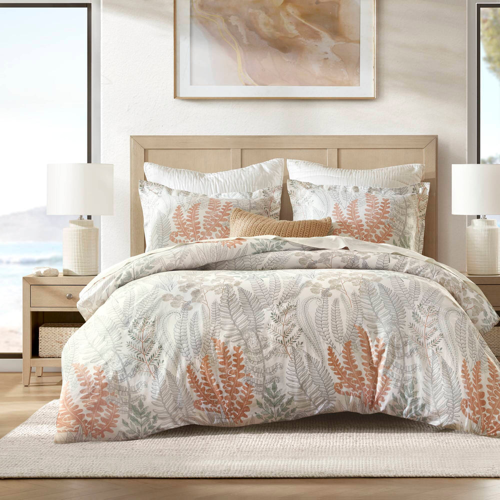 3-Piece King 100% Cotton Sateen Duvet Cover Set,Terracotta/Linen Media 1