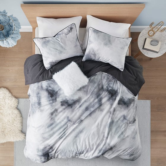 Twin/Twin XL Watercolor Tie Dye Printed Comforter Set with Throw Pillow