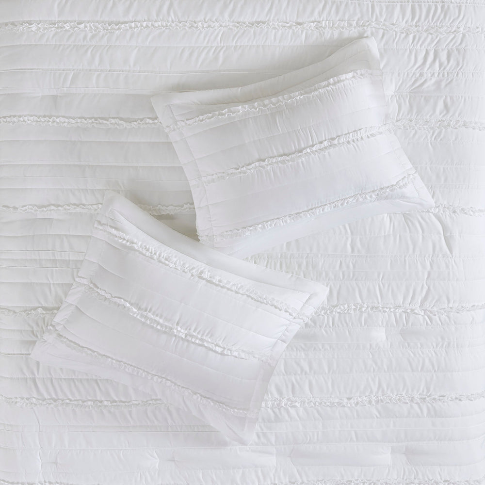 5 Piece   Ruffled Comforter Set White Cal King Media 2