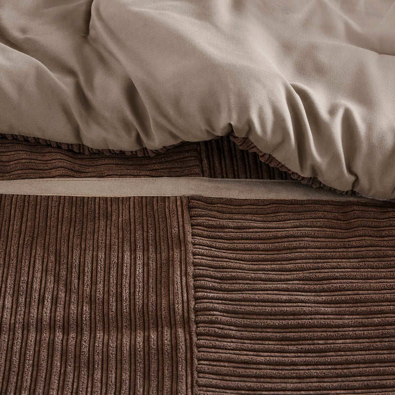 7 Piece Micro Corduroy Comforter Set Brown Cal King