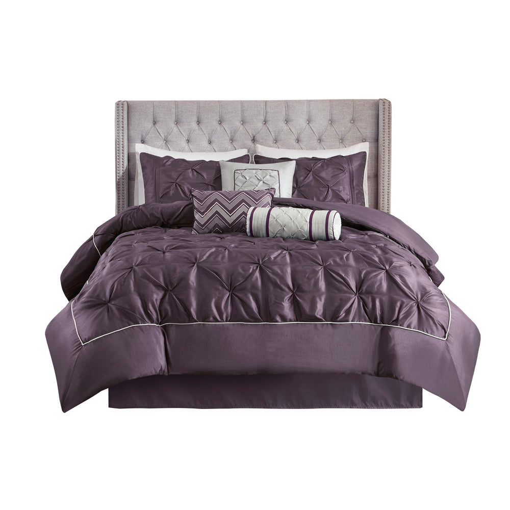 7 Piece Tufted Comforter Set Plum Queen Media 13