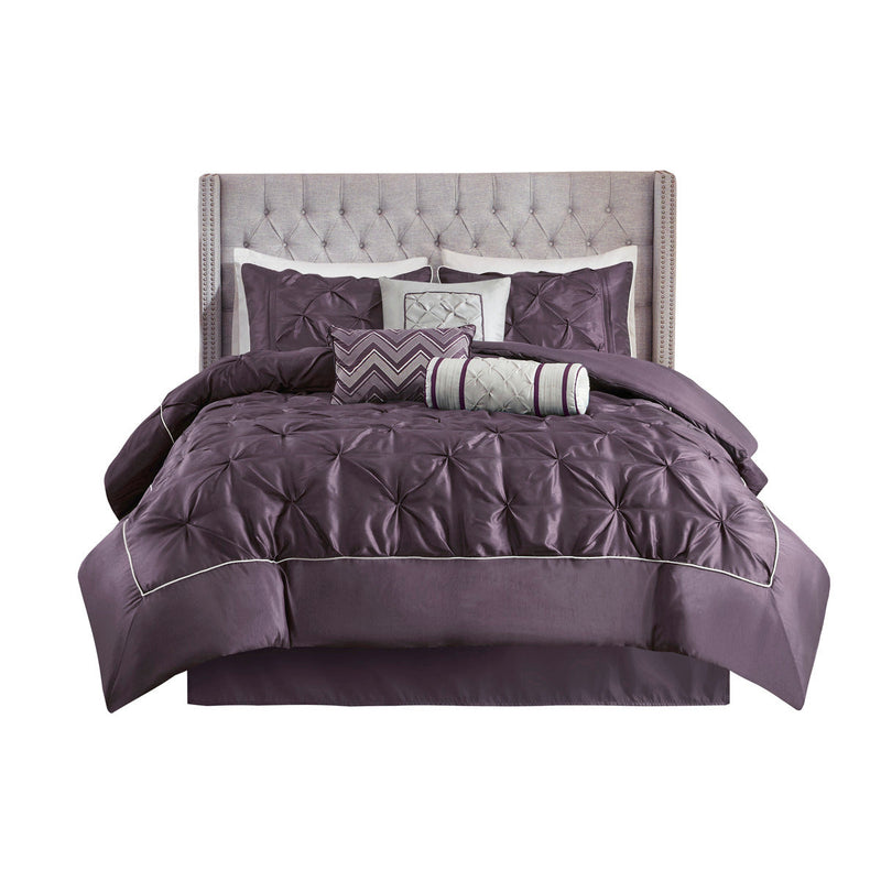 7 Piece Tufted Comforter Set Plum Queen