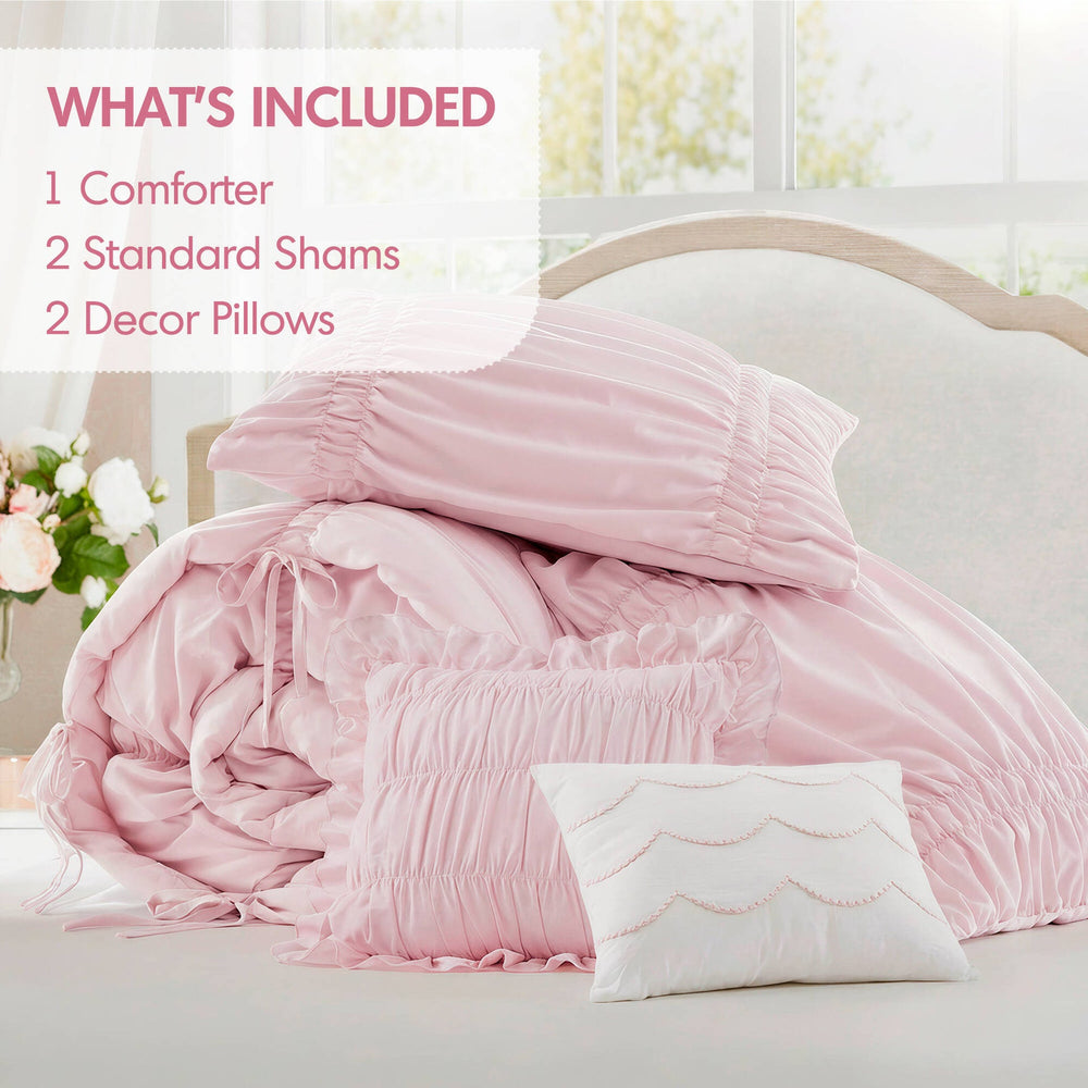 5 Pieces Full/Queen Comforter Set,Pink Media 11