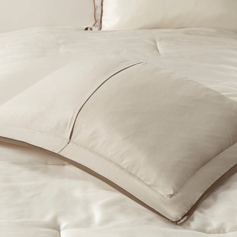 7 Piece Comforter Set Taupe/Brown Queen