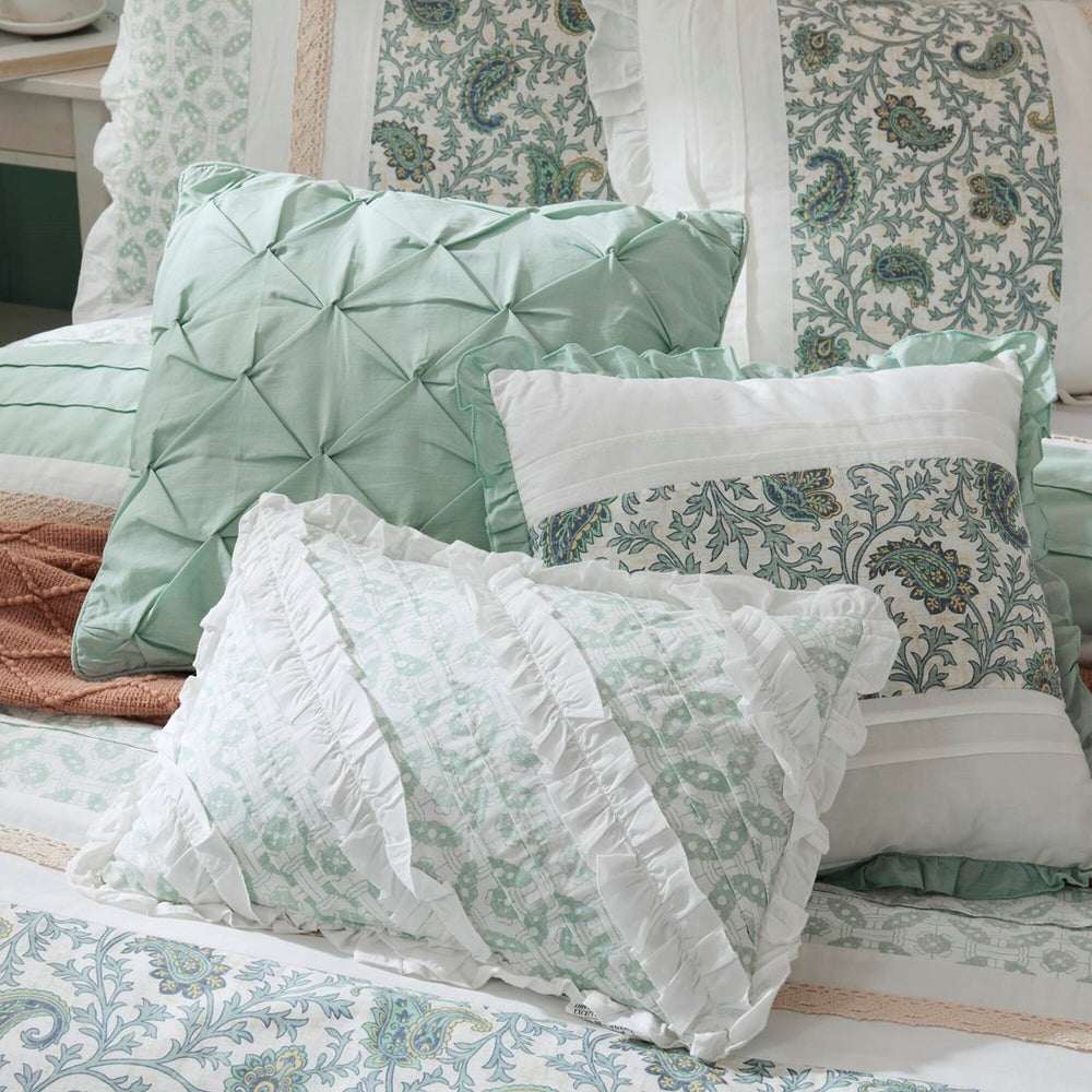 9 Piece Cotton Percale Comforter Set Aqua Cal King Media 2