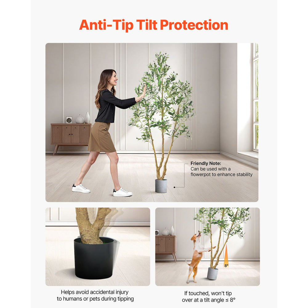 7FT Artificial Olive Tree Tall Fake Plant with Black Pot for Home Office Use Media 2