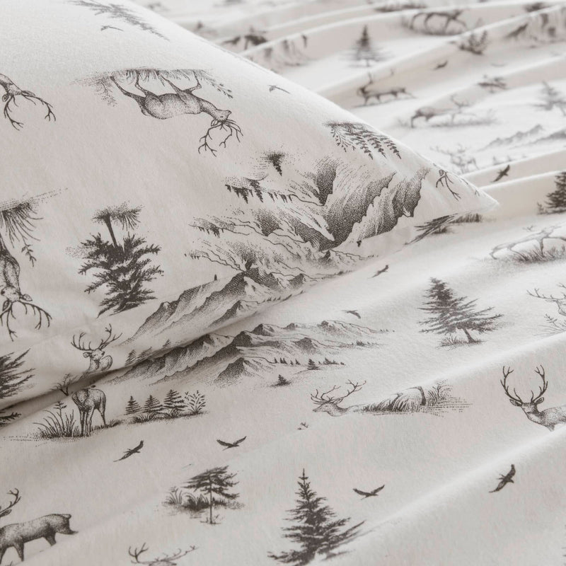 4 PCS Full Sheet Set Gray Deer Toile