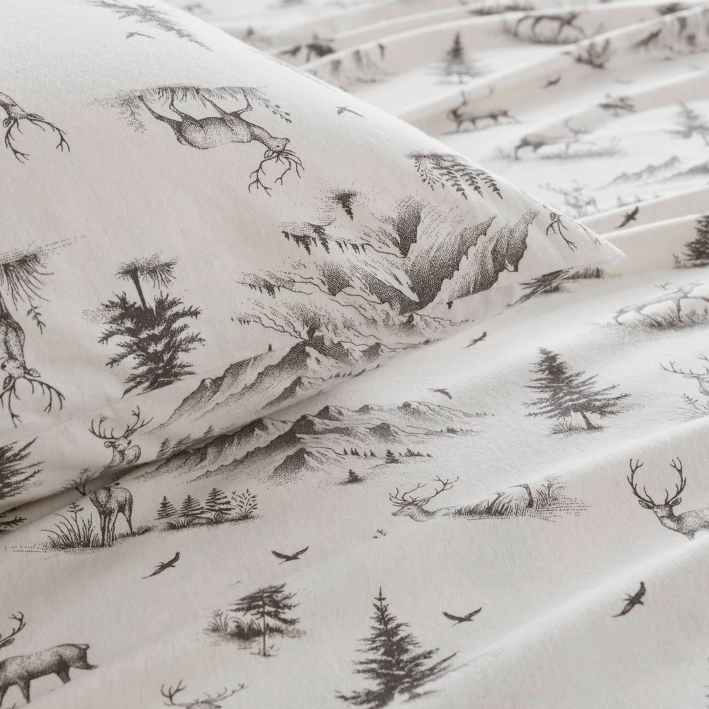 4 PCS King Sheet Set Gray Deer Toile Media 17