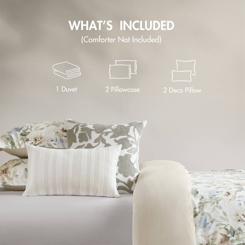 5PCS King/Cal King Cotton Sateen Print Duvet Set